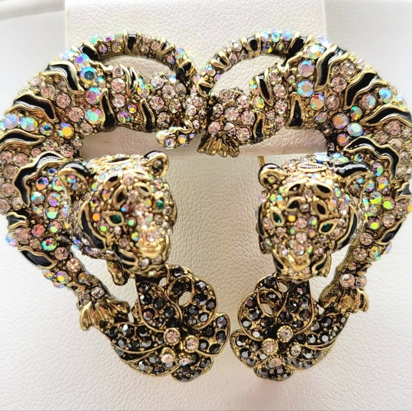 Heidi Daus Year of the Tiger Aurora Borealis Swarovski Crystal Tiger Jewelry Set - Picture 7 of 14